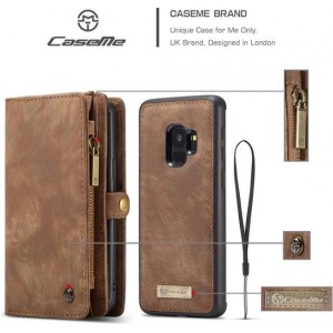 Hoesje voor Samsung Galaxy S9, CaseMe 2-in-1 wallet case, 008 serie, bruin