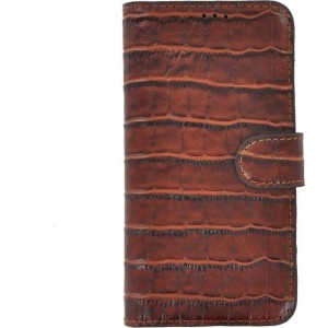 iPhone 11 Pro Max Wallet Bookcase hoes Pearlycase Echt Leder hoesje Croco Bruin