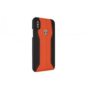 Lamborghini backcover hoesje D1 Serie Apple iPhone Xs Max Oranje - Genuine Leather - Echt leer