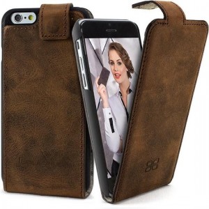 Bouletta - iPhone 6S hoes - Leer FlipCase Hoesje (Antic Coffee)