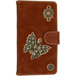 MP Case® PU Leder Mystiek design Bruin Hoesje voor HTC One X10 Vlinder Figuur book case wallet case