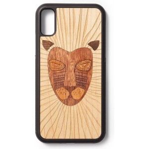 Houten hoesje IPhone X/Xs Lion