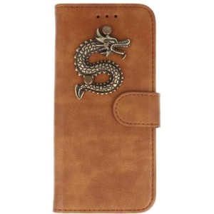 Mystiek MP case Bruin iPhone X bookcase draak brons hoesje