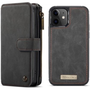 CaseMe Luxe 2 in 1 Portemonnee Booktype iPhone 12 Mini hoesje - Zwart