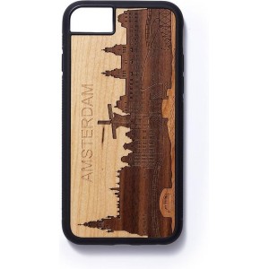 Houten telefoonhoesje iPhone 6/7/8 Amsterdam Skyline