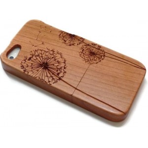 Houten iphone 6 PLUS hoesje - kersen - paardenbloemen