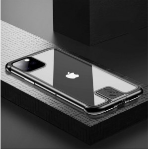 Stijlvolle cover met metalen frame voor iPhone 11 Pro Max 6.5 inch- Zwart