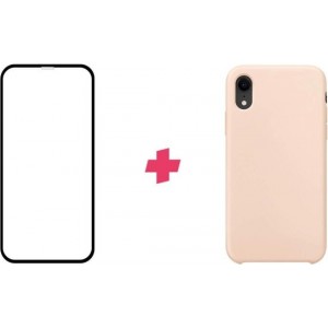 Pink Sand siliconen hoesje + screenprotector voor iPhone XR