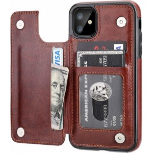 ShieldCase iPhone 11 wallet case - bruin met Privacy Glas