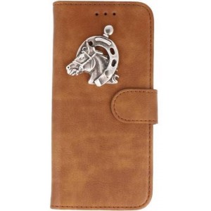 Mystiek MP case Bruin iPhone X bookcase paard zilver hoesje