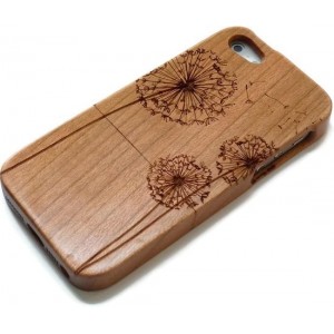 Houten iphone 6 hoesje - kersen - paardenbloemen