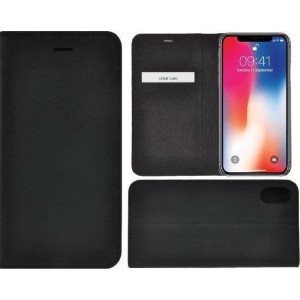 iPhone X/ Xs hoesje echt leer Wallet bookcase met pasjeshouder Antiek Zwart Cover