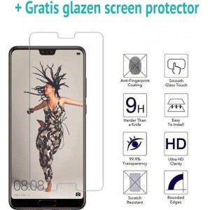 ShieldCase Leren Flip case Huawei P20 + gratis glazen Screenprotector