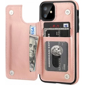 ShieldCase iPhone 11 wallet case - roze met Privacy Glas