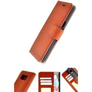 Pearlycase Echt Lederen Wallet Bookcase Samsung Galaxy S8 met de handgemaakte Bruin Leren Telefoonhoesje