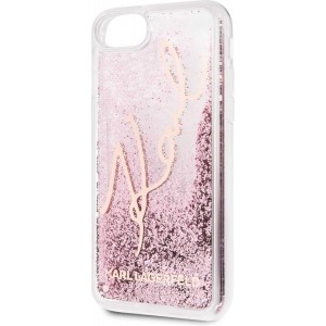 Karl Lagerfeld Apple iPhone SE2 (2020) & iPhone 8 Rose Gold Backcover hoesje - glitter Signature