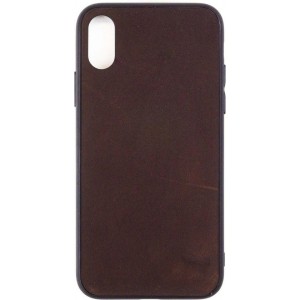 Leren Telefoonhoesje iPhone X – Bumper case - Chocolade Bruin