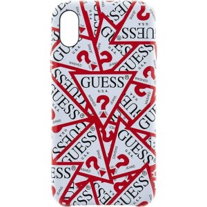 Guess Triangle Hard Case voor Apple iPhone X (5,8") - Wit/Rood