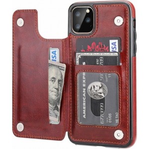 ShieldCase Wallet Case iPhone 11 Pro Max - bruin met Privacy Glas