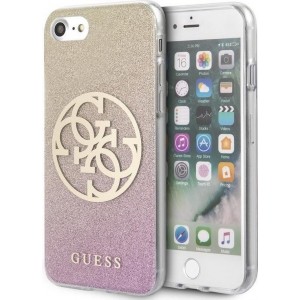 Guess Circle Glitter Hard Cover - Apple iPhone 7/8/SE (2020) - Roze/Goud