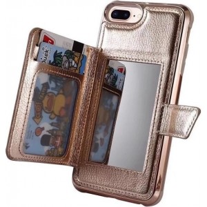 ShieldCase Wallet met spiegel Case iPhone X / Xs - Rose gold met Privacy Glas