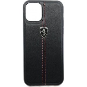 Ferrari Leren Backcover Hoesje iPhone 11 Pro - Zwart