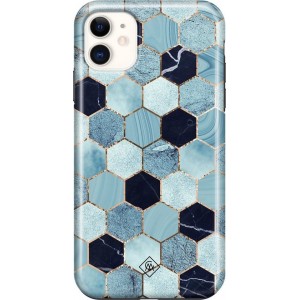 iPhone 11 rondom bedrukt hoesje - Blue cubes