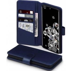 Samsung Galaxy S20 Ultra Bookcase hoesje - CaseBoutique - Effen Donkerblauw - Leer