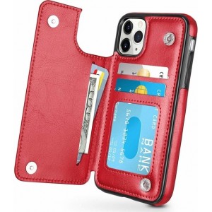 ShieldCase iPhone 11 Pro wallet case - rood met Privacy Glas