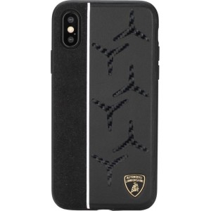 Lamborghini backcover hoesje Alcantara Apple iPhone X-Xs Wit - Genuine Leather - Echt leer