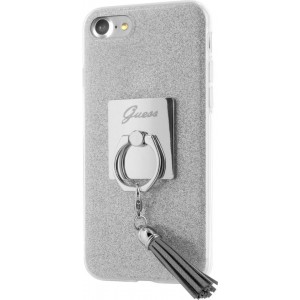 Guess Backcover hoesje Zilver - Met zilveren ring - iPhone 8  - Siliconen rand