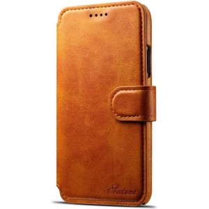 Mobiq - Premium Lederen iPhone X/Xs Wallet tan brown