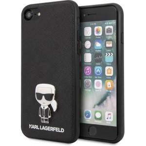 Karl Lagerfeld Apple iPhone SE2 (2020) & iPhone 8 zwart Backcover hoesje - Saffiano Iconik