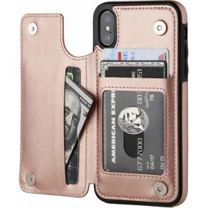 ShieldCase Wallet Case iPhone X / Xs - roze met Privacy Glas