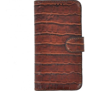 Samsung Galaxy S20 Plus hoesje Cover Wallet Bookcase Pearlycase Echt Leder hoes Croco Bruin