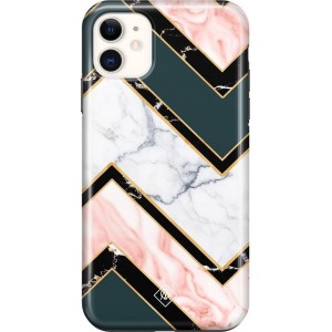 iPhone 11 rondom bedrukt hoesje - Marble Zigzag