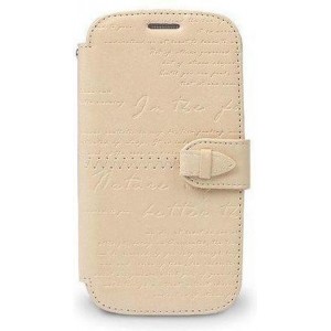 Zenus Masstige Lettering Diary Light Beige voor Samsung Galaxy SIII