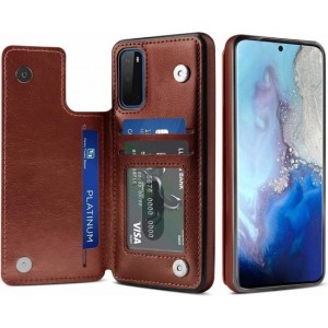 ShieldCase Wallet Case Samsung Galaxy S20 - bruin + glazen screen protector