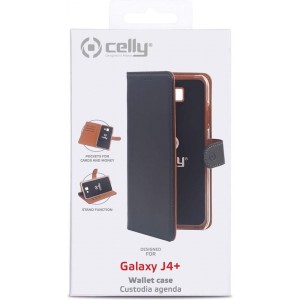 Celly - Samsung Galaxy J4+ (2018) - Wally Bookcase Black - Openklap Hoesje Samsung Galaxy J4+ - Samsung Case Black