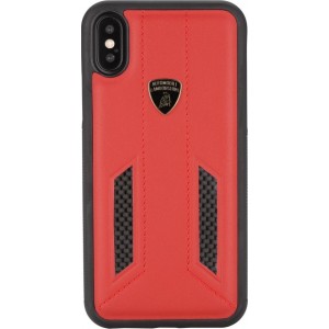 Lamborghini backcover hoesje D6 Serie Apple iPhone X-Xs Oranje - Genuine Leather - Echt leer