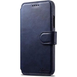 Mobiq - Premium Lederen iPhone X/Xs Wallet blauw