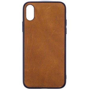 Leren Telefoonhoesje iPhone X  – Bumper case - Cognac Bruin