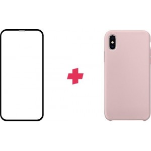 Pink Sand siliconen hoesje + screenprotector voor iPhone Xs Max