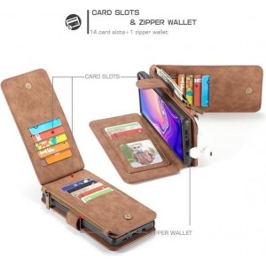 14 vaks 2 in 1 wallet Bruin hoesje Samsung S10e  echt Split leer