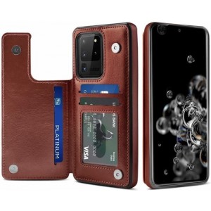 ShieldCase Wallet Case Samsung Galaxy S20 Ultra - bruin + glazen screen protector