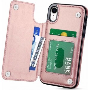 ShieldCase Wallet Case iPhone Xr - roze met Privacy Glas