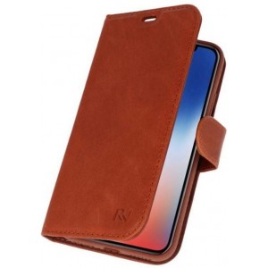 Bruin Rico Vitello Echt Leren Bookstyle Wallet Hoesje voor iPhone X / Xs