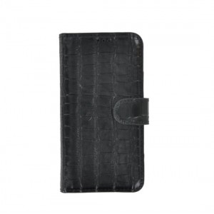 iPhone 11 Pro Max Wallet Bookcase hoes Pearlycase Echt Leder hoesje Croco Zwart