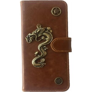 MP Case® PU Leder Mystiek design Bruin Hoesje voor LG G6 Draak Bedel book case wallet case