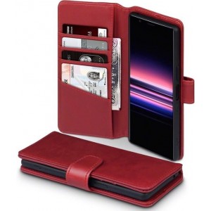 Sony Xperia 5 Bookcase hoesje - CaseBoutique - Effen Rood - Leer